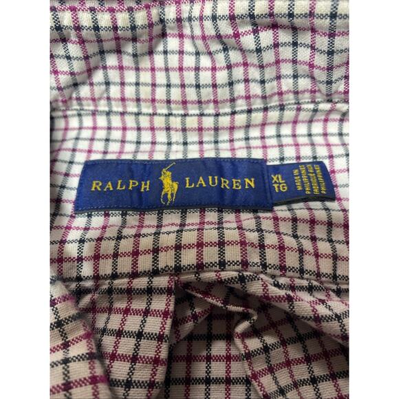 Ralph Lauren Shirt Mens Extra Large Pink Flesh Pony Check Button Classic XL - Picture 4 of 10
